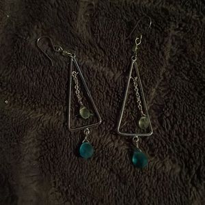 Lia, Sophia, green and blue triangle drop earrings
